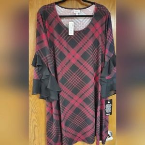 Ruffle Sleeves Plaid Dress